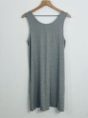 Islander Gray Sleeveless Ribbed Pullover Midi Dress Perfect For Summer Beach L